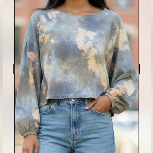 Anthropologie | Maronie Tie Dye Long Sleeve Crop Top | Trendy Juniors Top NWOT S - Picture 2 of 9